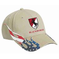 Khaki Hat with Flag Flames